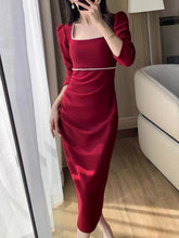 BXOXO party look inspos Autumn Fashion Vintage Women Red Dress Sexy Bodycon Slim Party Wedding Dresses Chic Elegant Female Clothes Robe Vestidos
